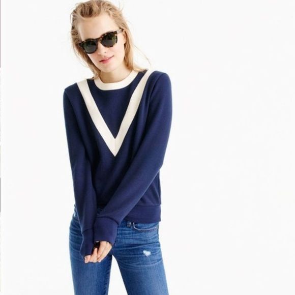 J. Crew Sweaters - {J. Crew} Varsity Colorblock Sweatshirt Navy